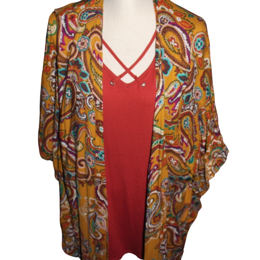 TERRA & SKY 2-Piece Kimono Set Size 2x (20W/22W) EUC Host Pick 7/6/23